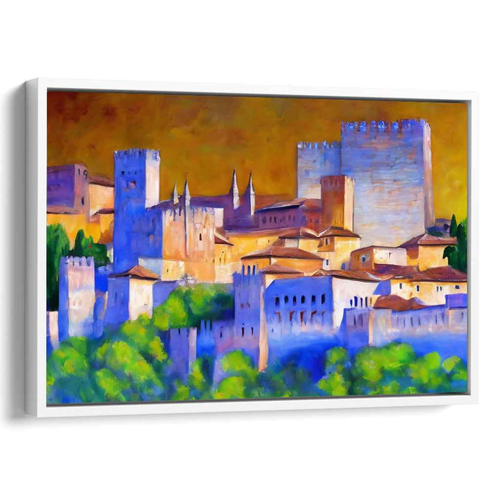 Golden Hour at the Medieval Castle: Vibrant Historical Landscape Canvas Art
