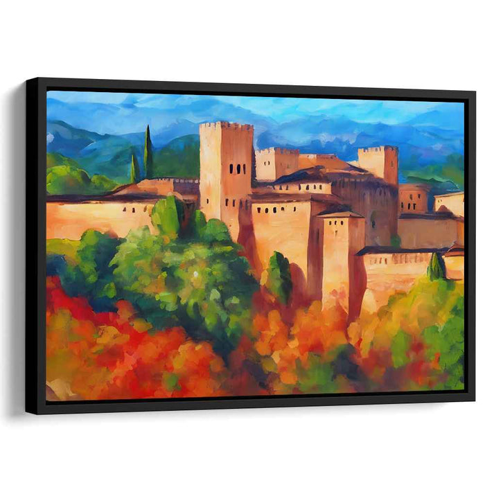 Historic Castle Amidst Autumn Splendor: Impressionist Landscape Canvas Art