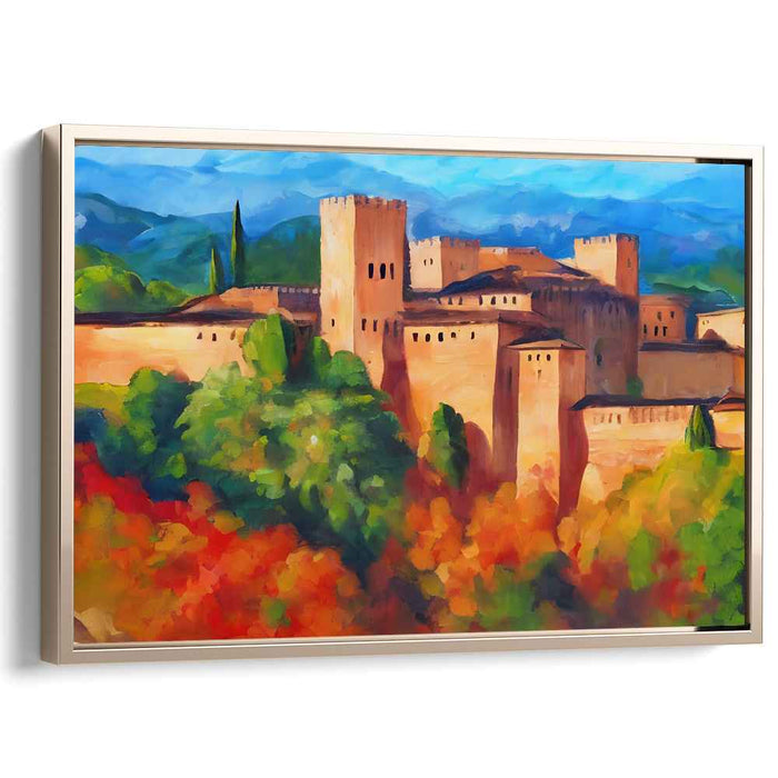 Historic Castle Amidst Autumn Splendor: Impressionist Landscape Canvas Art
