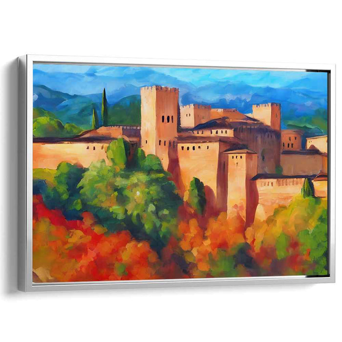 Historic Castle Amidst Autumn Splendor: Impressionist Landscape Canvas Art
