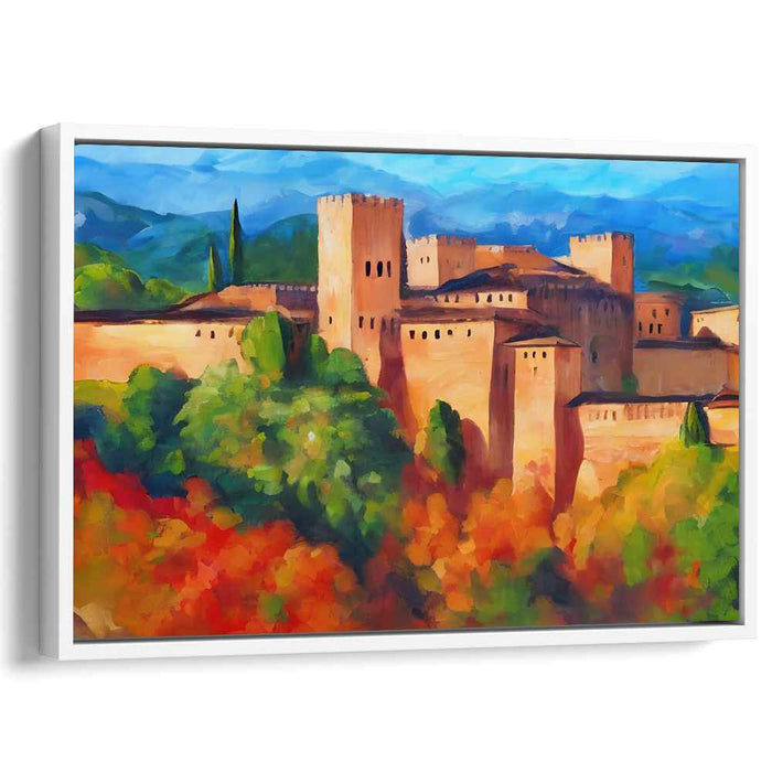 Historic Castle Amidst Autumn Splendor: Impressionist Landscape Canvas Art