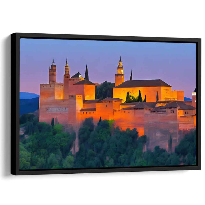 Golden Fortress at Sunset: A Majestic Architectural Canvas Art Print
