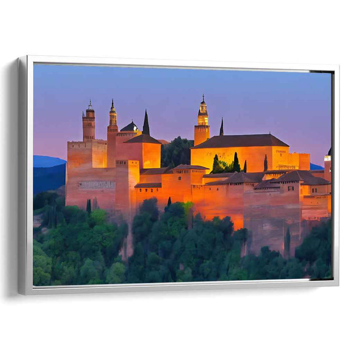 Golden Fortress at Sunset: A Majestic Architectural Canvas Art Print