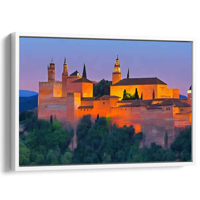 Golden Fortress at Sunset: A Majestic Architectural Canvas Art Print