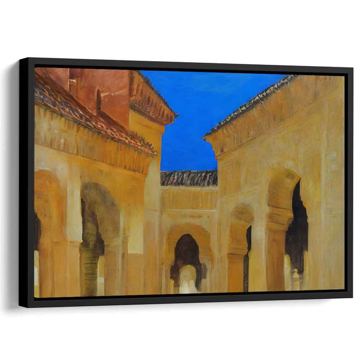 Ancient Echoes Aglow: Golden Hues of Ancient Architecture Canvas Art Print