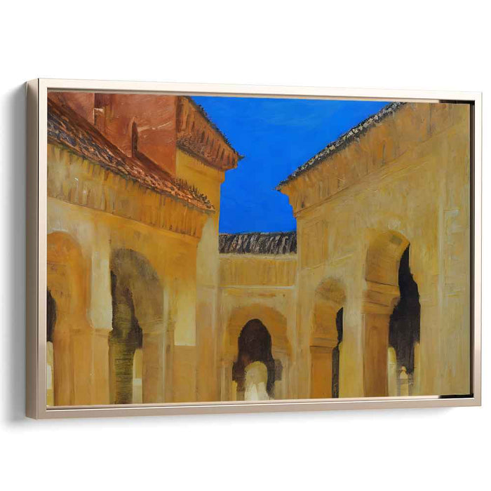 Ancient Echoes Aglow: Golden Hues of Ancient Architecture Canvas Art Print