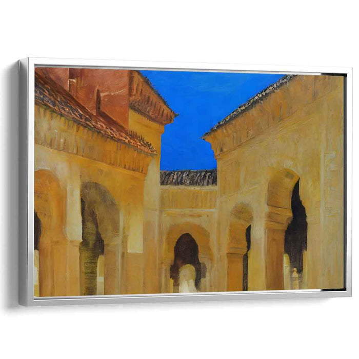 Ancient Echoes Aglow: Golden Hues of Ancient Architecture Canvas Art Print