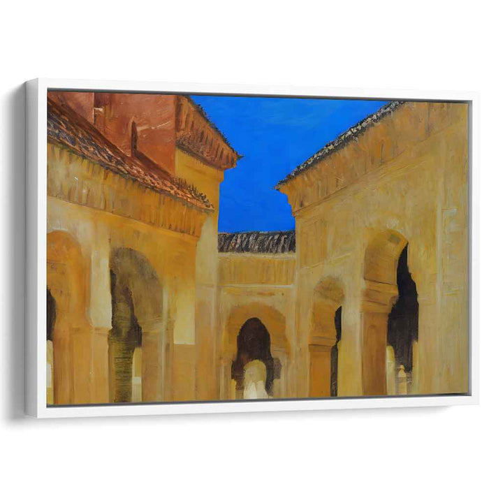 Ancient Echoes Aglow: Golden Hues of Ancient Architecture Canvas Art Print