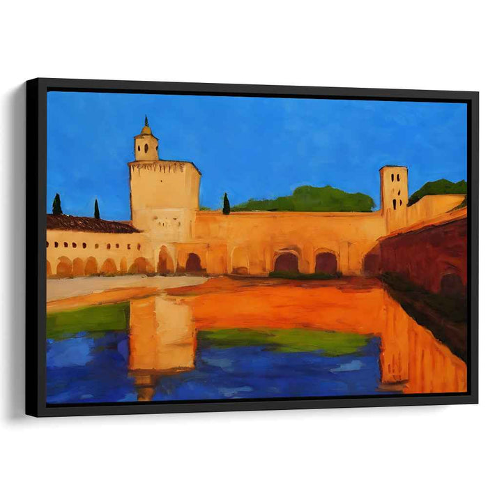 Marine Stronghold: Impressionist Waterfront Fortress Canvas Art