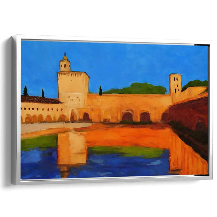 Marine Stronghold: Impressionist Waterfront Fortress Canvas Art