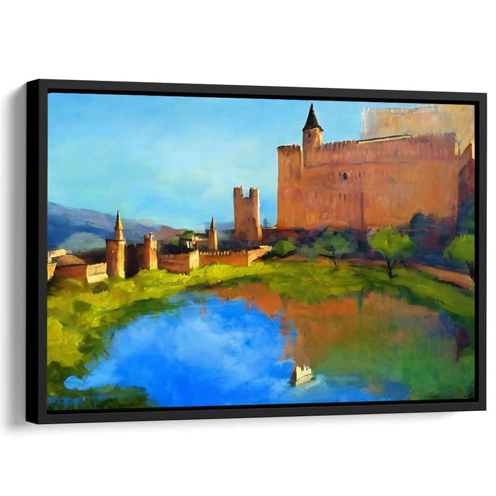 Whispers of the Turret: Romantic Castle Landscape Canvas Art Print