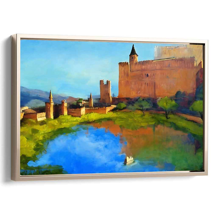Whispers of the Turret: Romantic Castle Landscape Canvas Art Print