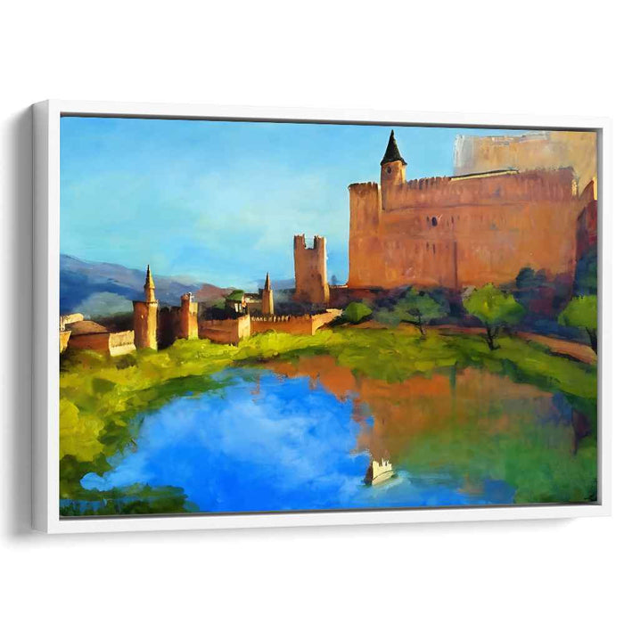 Whispers of the Turret: Romantic Castle Landscape Canvas Art Print