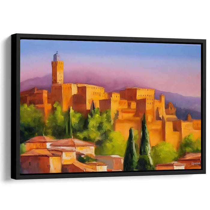 Tuscan Citadel Tranquility: A Tranquil Tuscan Castle Landscape Canvas Art