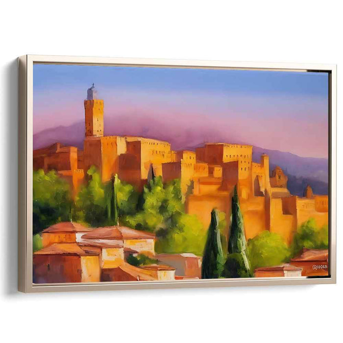 Tuscan Citadel Tranquility: A Tranquil Tuscan Castle Landscape Canvas Art