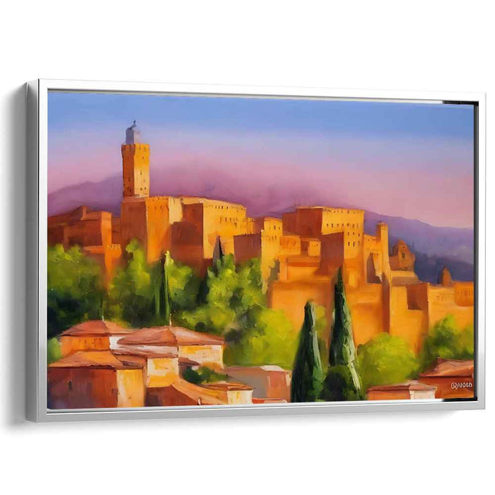 Tuscan Citadel Tranquility: A Tranquil Tuscan Castle Landscape Canvas Art