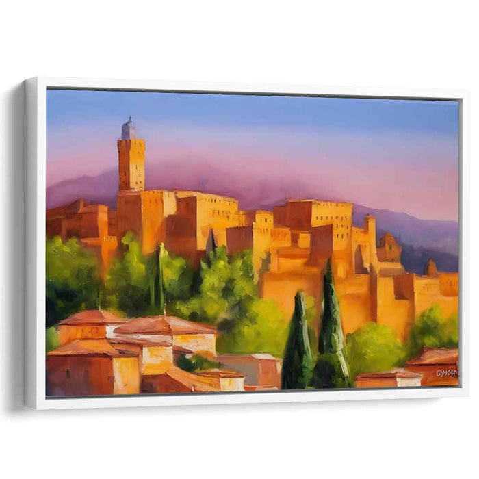 Tuscan Citadel Tranquility: A Tranquil Tuscan Castle Landscape Canvas Art