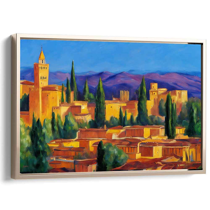 Golden Hour at Alhambra: Majestic Landscape Canvas Art Print