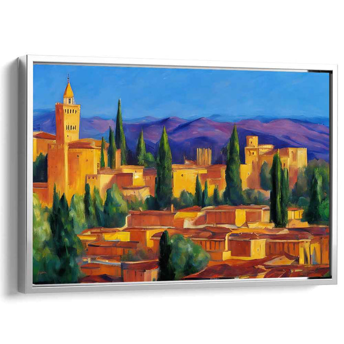 Golden Hour at Alhambra: Majestic Landscape Canvas Art Print