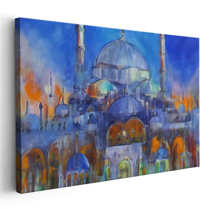 Whispers Of Pastel Structures: Impressionist Watercolor Architectural Canvas Art