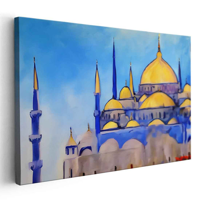 Fleeting Faithfulness: Impressionist Mosque Against Azure Sky