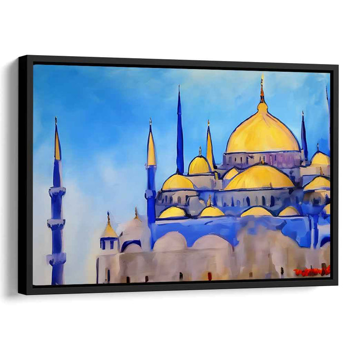 Fleeting Faithfulness: Impressionist Mosque Against Azure Sky