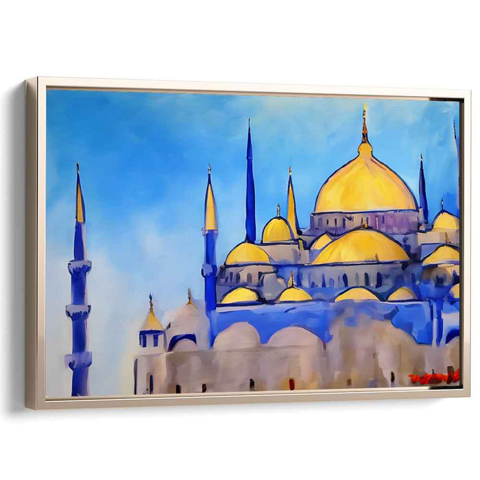 Fleeting Faithfulness: Impressionist Mosque Against Azure Sky