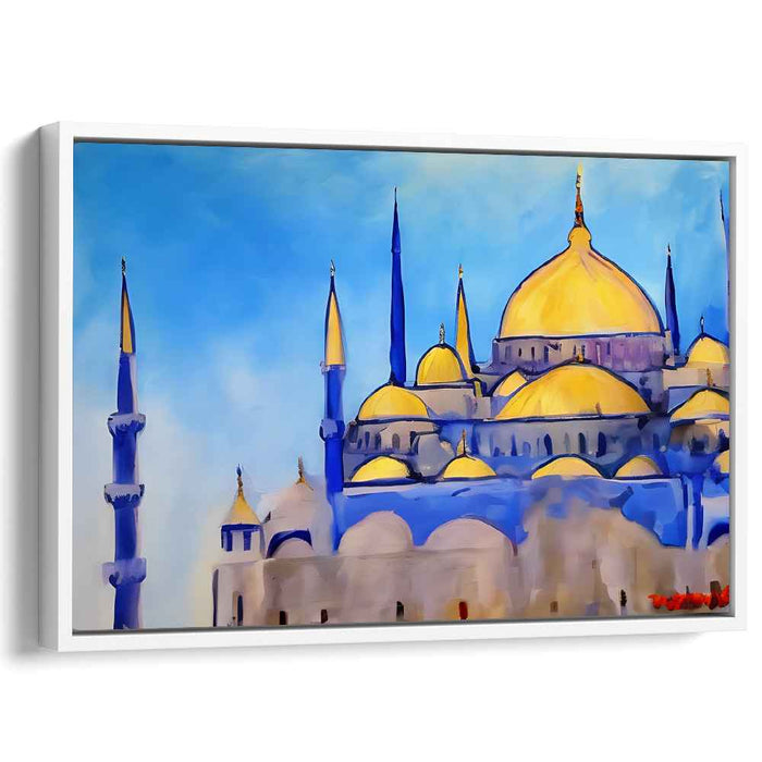 Fleeting Faithfulness: Impressionist Mosque Against Azure Sky