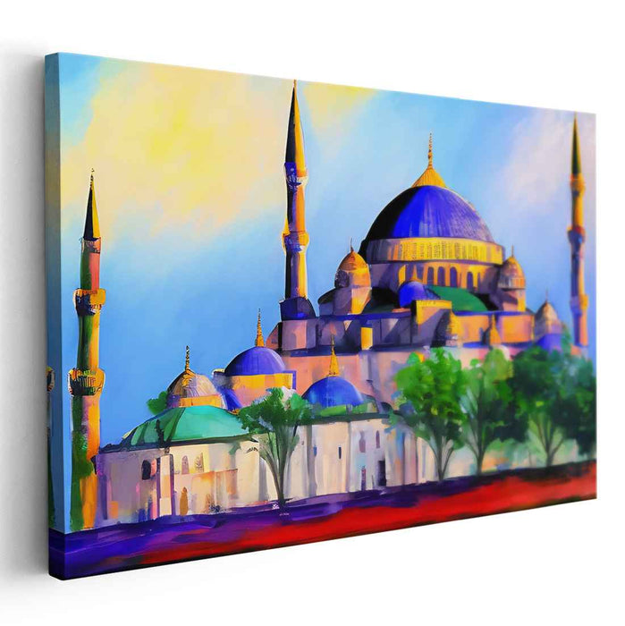 Colorful Brushstrokes Collide: Vibrant Expressionist Canvas Art Print