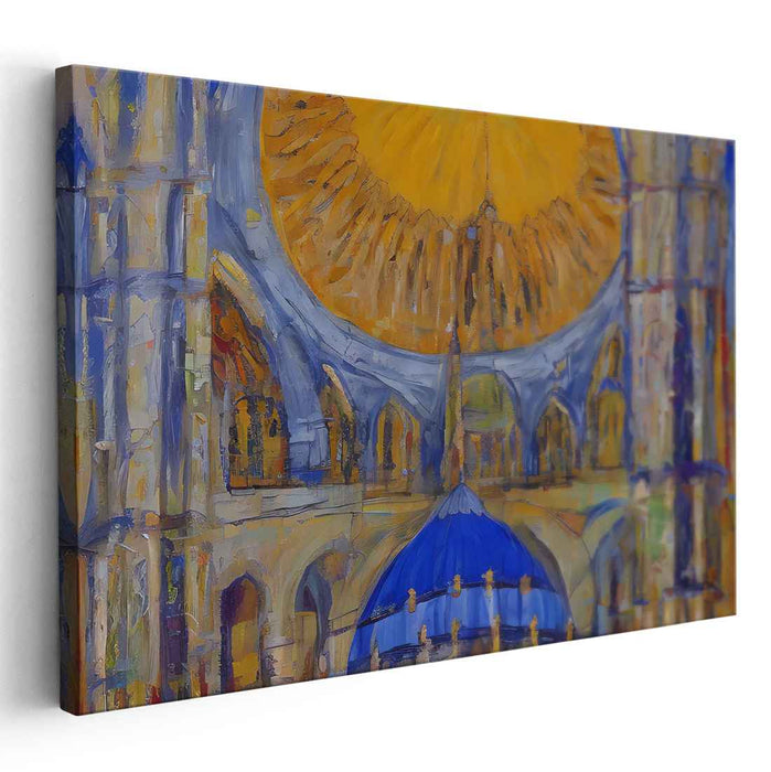 Cerulean Skylight Mirage: Sunlit Blue Dome Architectural Canvas Art Print