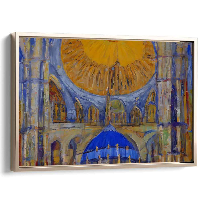 Cerulean Skylight Mirage: Sunlit Blue Dome Architectural Canvas Art Print
