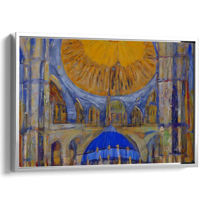 Cerulean Skylight Mirage: Sunlit Blue Dome Architectural Canvas Art Print