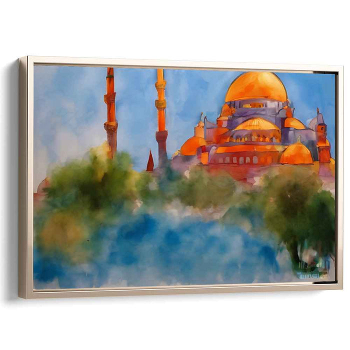 Sunset Serenade of the Minarets: Majestic Mosque at Sunset Canvas Art Print