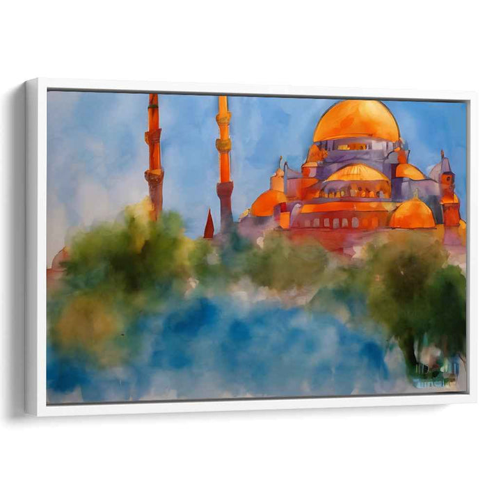 Sunset Serenade of the Minarets: Majestic Mosque at Sunset Canvas Art Print