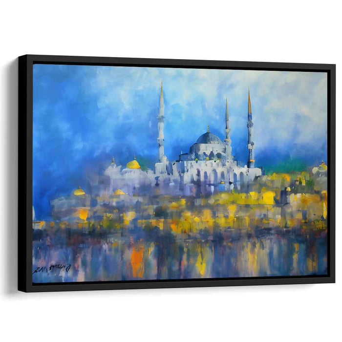 Mystical Reflections: Impressionist Blue Mosque Canvas Art Print