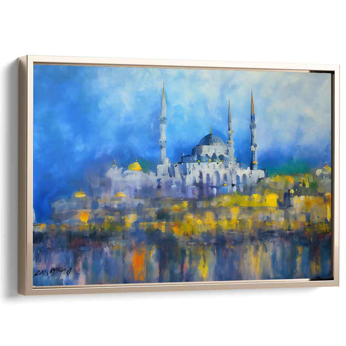 Mystical Reflections: Impressionist Blue Mosque Canvas Art Print
