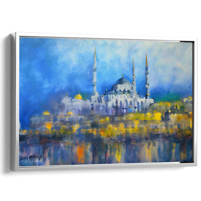 Mystical Reflections: Impressionist Blue Mosque Canvas Art Print