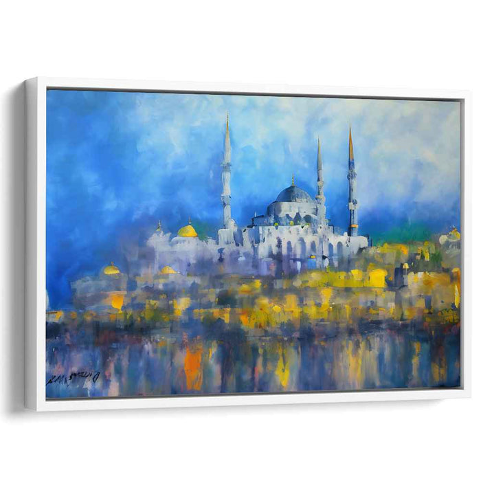 Mystical Reflections: Impressionist Blue Mosque Canvas Art Print