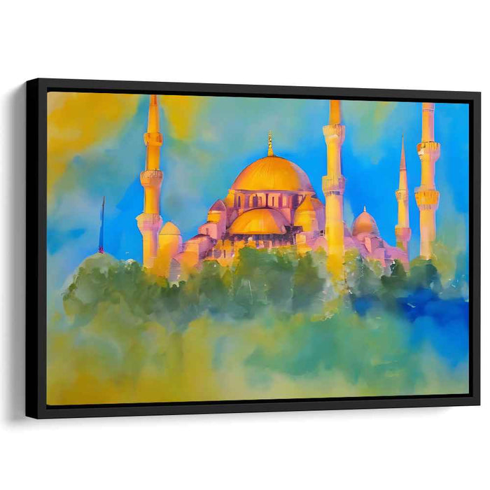 Mirrored Reflections: Impressionist Dreamlike Mosque Canvas Art Print