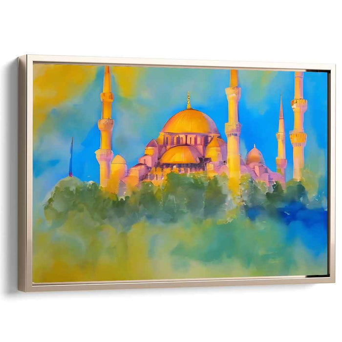 Mirrored Reflections: Impressionist Dreamlike Mosque Canvas Art Print