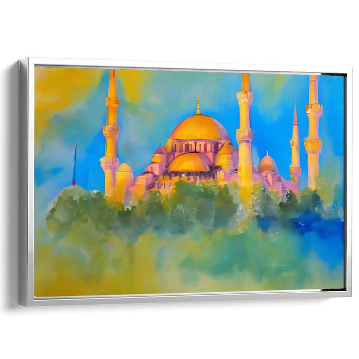 Mirrored Reflections: Impressionist Dreamlike Mosque Canvas Art Print