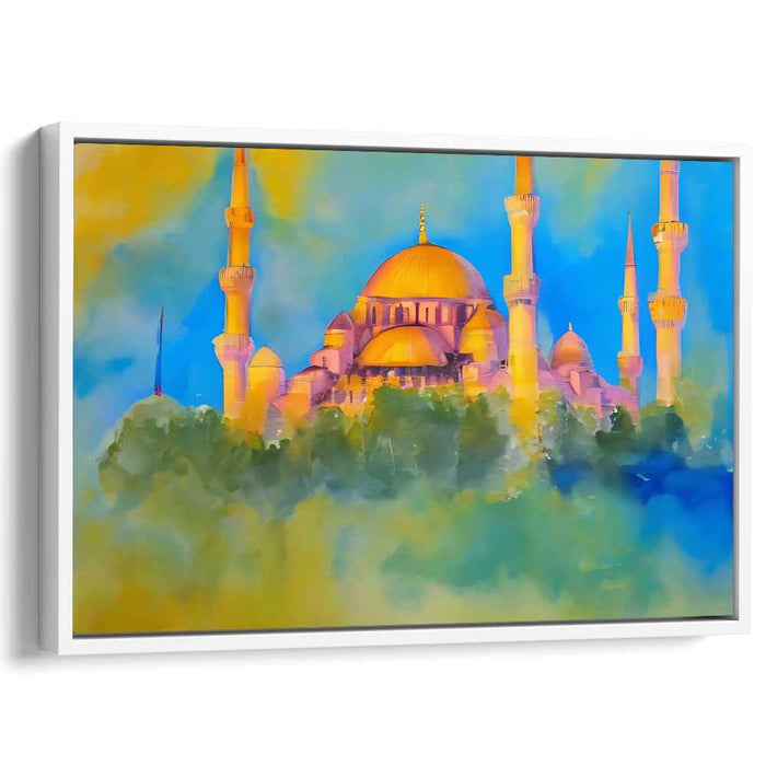 Mirrored Reflections: Impressionist Dreamlike Mosque Canvas Art Print