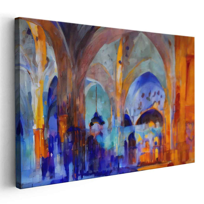 Mystical Arches: Vivid Gothic Cathedral Canvas Art