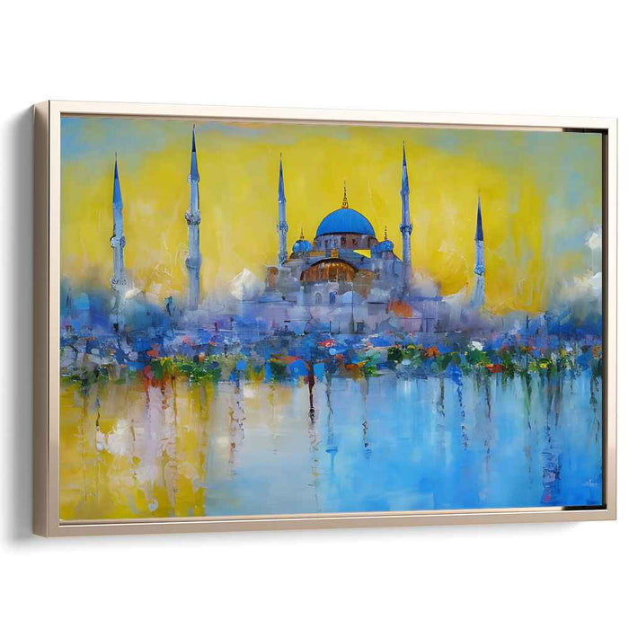 Dusk's Painted Prayer: Impressionist Mosque at Sunset Canvas Art