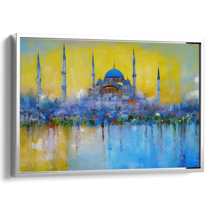 Dusk's Painted Prayer: Impressionist Mosque at Sunset Canvas Art