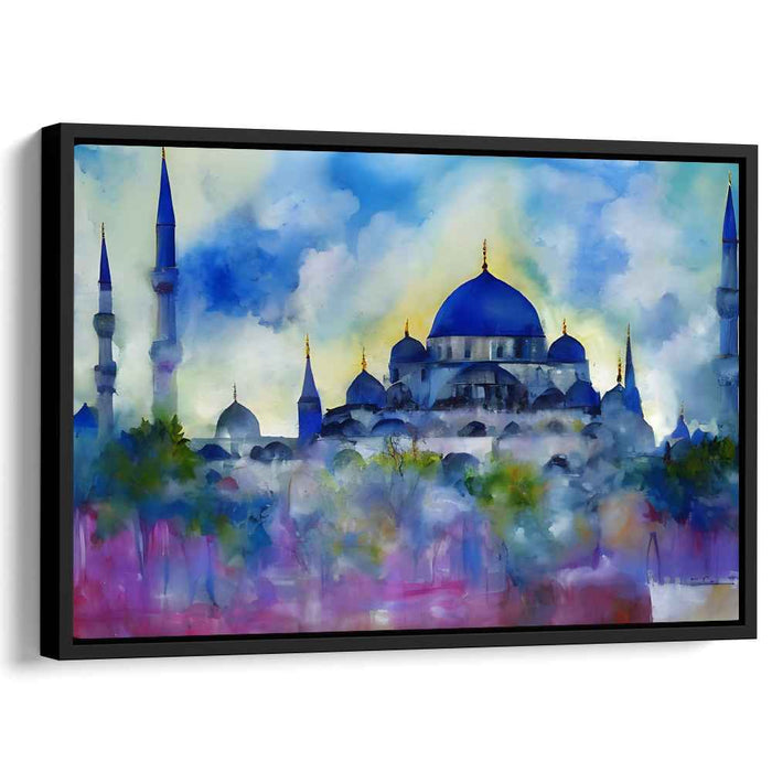 Whispers Of A Dreaming Mosque: Impressionist Mosque in Dreamlike Hues Canvas Art