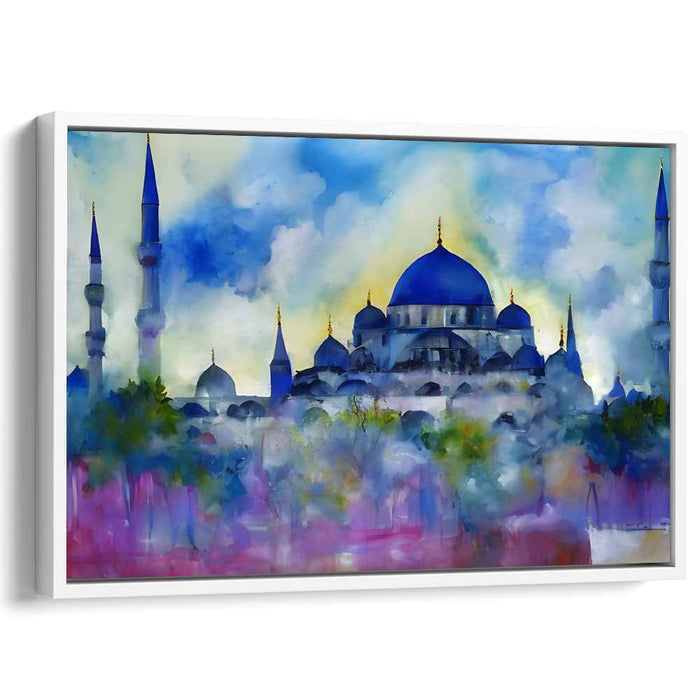 Whispers Of A Dreaming Mosque: Impressionist Mosque in Dreamlike Hues Canvas Art