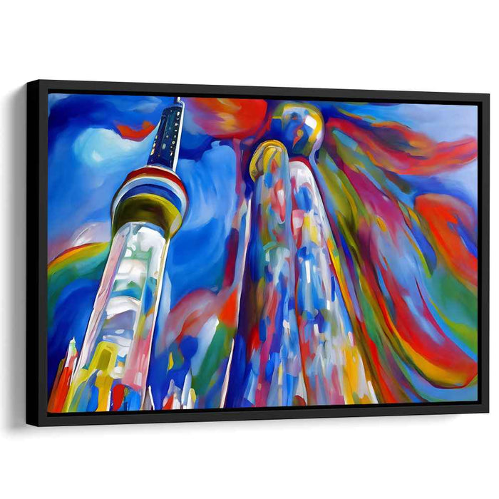 Urban Meltdown: Abstract Expressionist Colorful Skyline Canvas Art Print