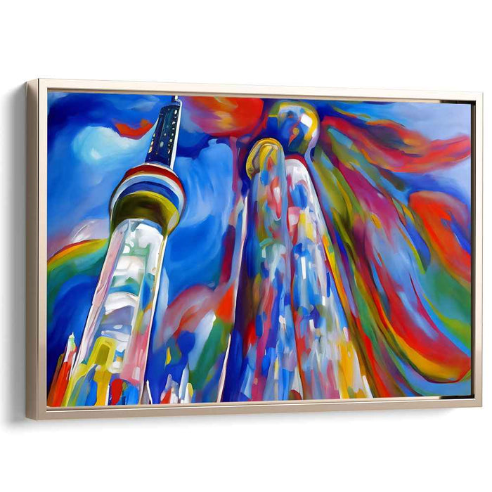 Urban Meltdown: Abstract Expressionist Colorful Skyline Canvas Art Print