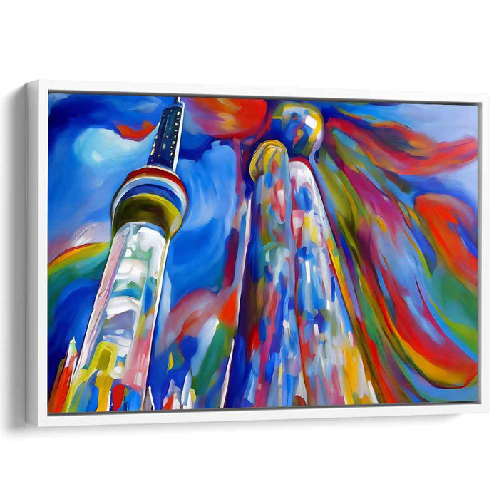 Urban Meltdown: Abstract Expressionist Colorful Skyline Canvas Art Print